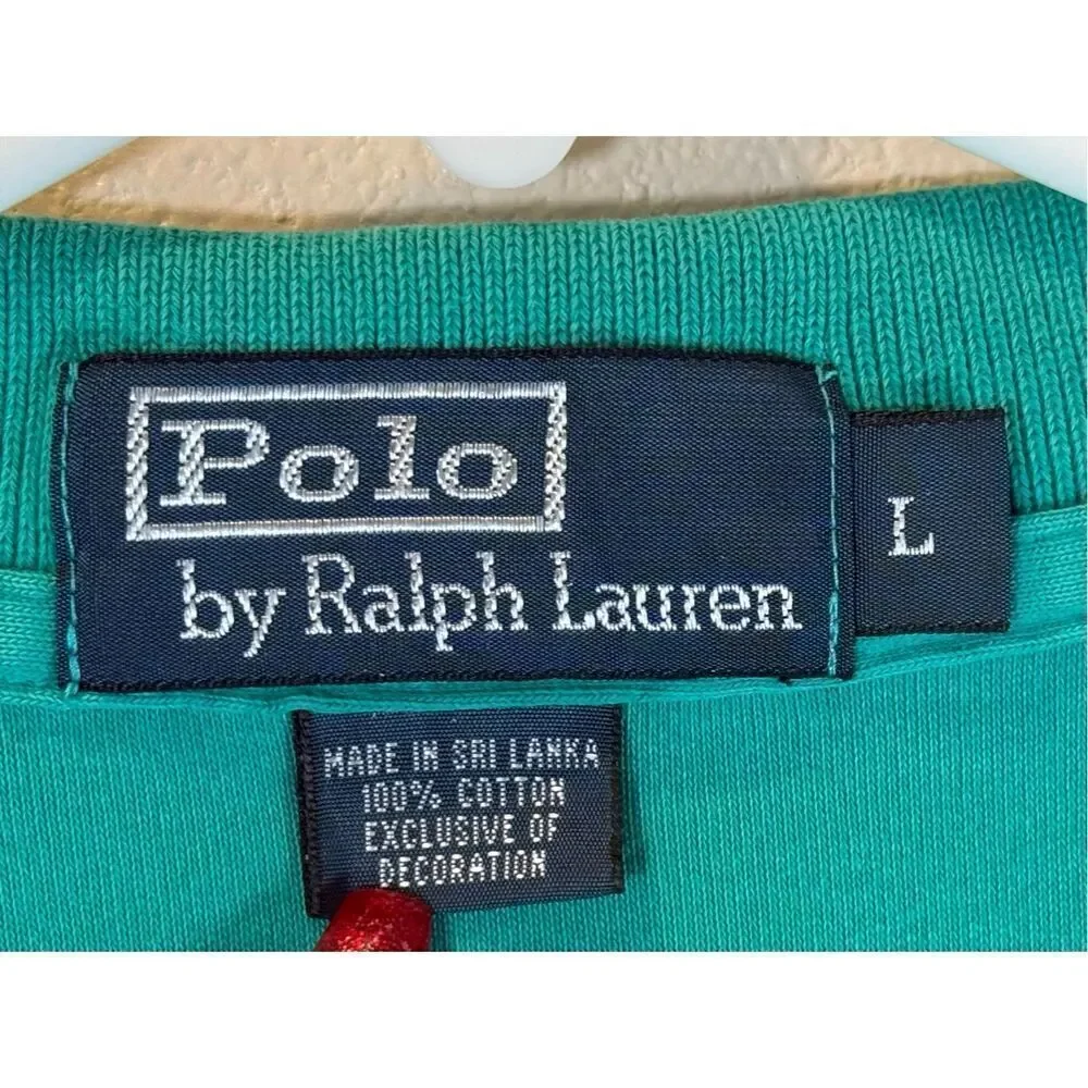 Vintage Polo Ralph Lauren Custom Fit Teal with Yellow Horse Men's Large